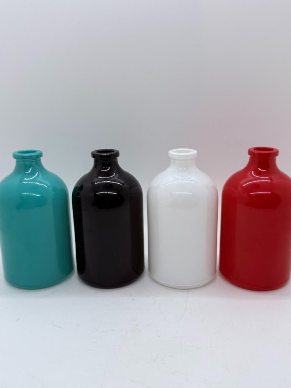 Set of 4 Colorful Glass Small Bud Vase Weed Pot Jars